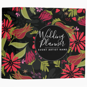 Modern Romantic Tulip Rose Florals Wedding Planner 3 Ring Binder