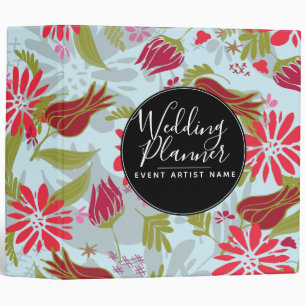 Modern Romantic Tulip Rose Florals Wedding Planner 3 Ring Binder