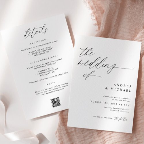 Modern Romantic Wedding All in One Invitation