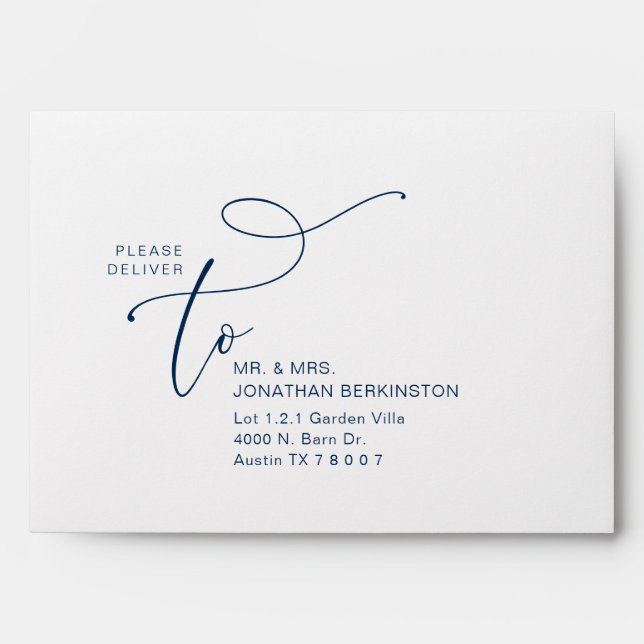 Modern Romantic Wedding Invitation Card Envelope (Front)