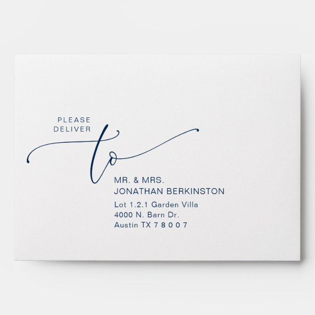 Modern Romantic Wedding Invitation Card Envelope (Front)