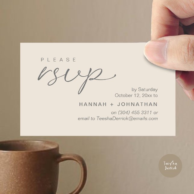 Modern Romantic Wedding Invites RSVP Reminder Card (Modern Romantic Wedding Invites RSVP Reminder Card in Cream Grey)