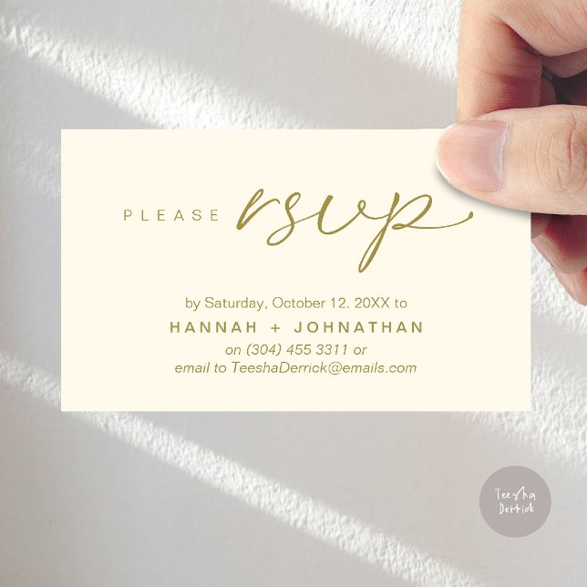 Modern Romantic Wedding Invites RSVP Reminder Card (Modern Romantic Wedding Invitation Invites RSVP Reminder Card Yellow Gold)
