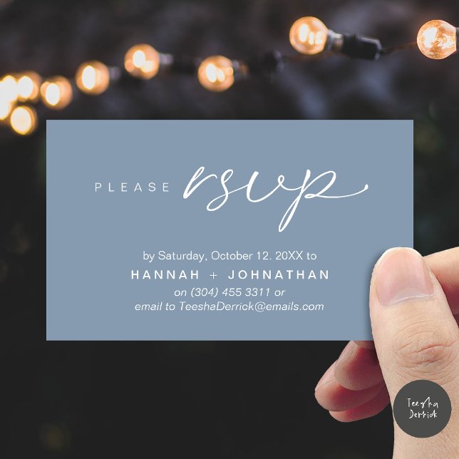 Modern Romantic Wedding Invites RSVP Reminder Card (Modern Romantic Wedding Invitation Invites RSVP Reminder Card Dusty Blue)