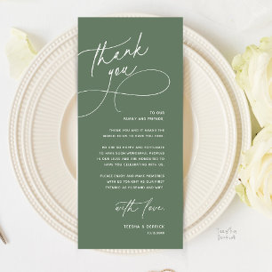 Modern Romantic Wedding Reception Thank You Card