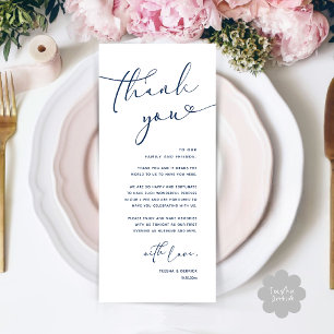 Modern Romantic Wedding Reception Thank You Card