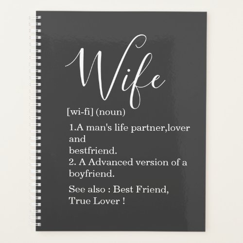 Modern Romantic Wife Gift With Text Planner