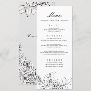 Modern Romantic Wildflower Wedding Menu Program