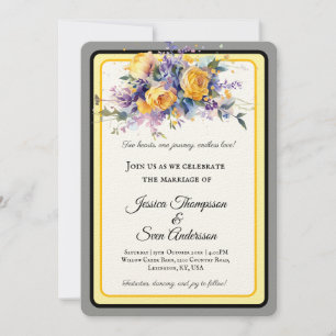 Modern Romantic Yellow Rose Bloom Wedding Invitation