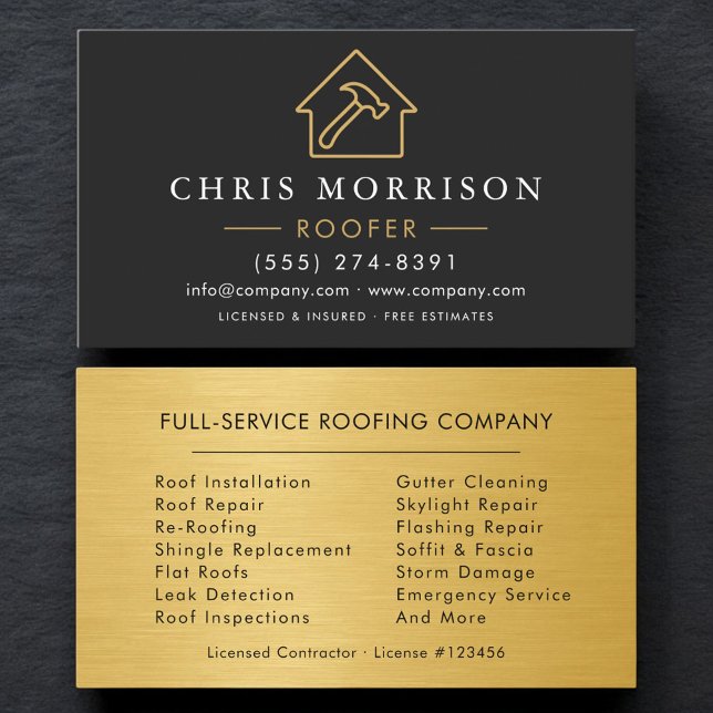 Modern Roofing Contractor Professional Business Card (Creator Uploaded)