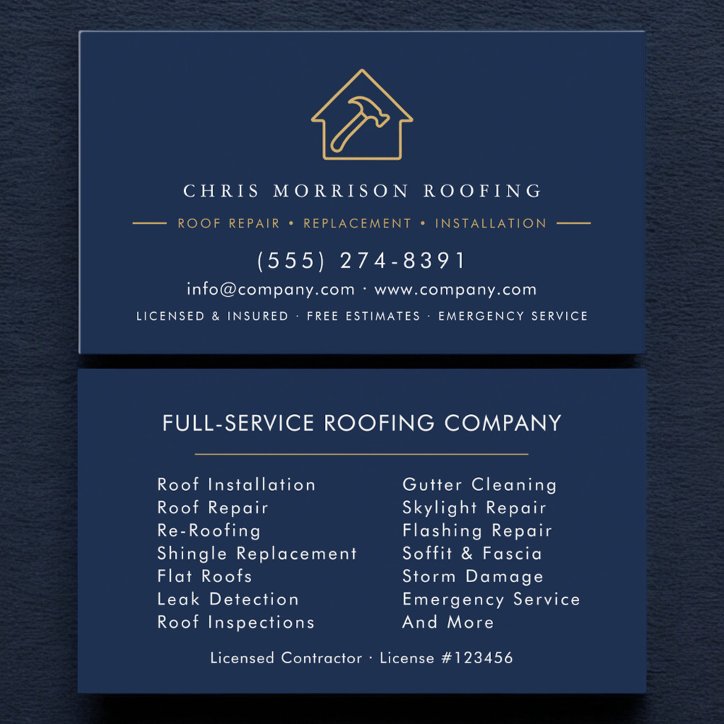 Modern Roofing Roofer Company Business Card
