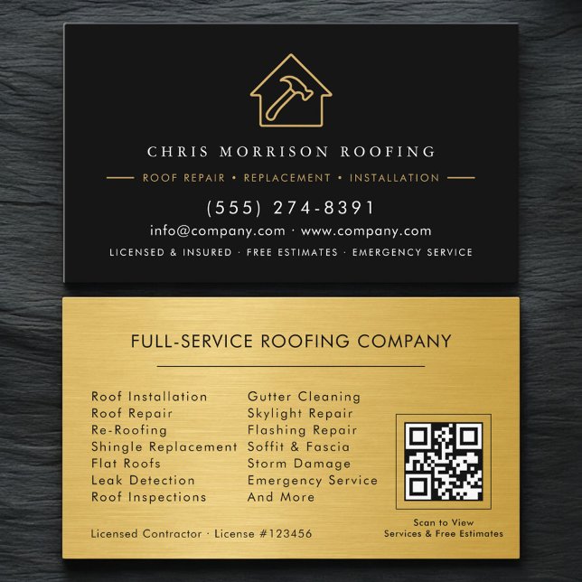Modern Roofing Roofer Service QR Code Business Card (Creator Uploaded)