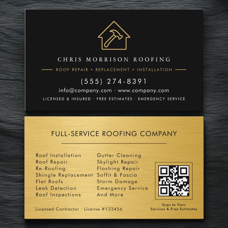 Modern Roofing Roofer Service QR Code Business Card