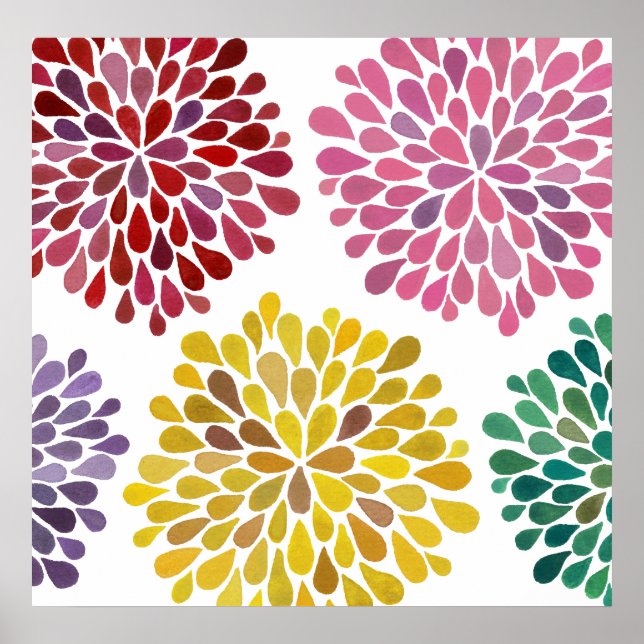 Modern Room Art Flower Blossom Splash Wall Poster (Front)