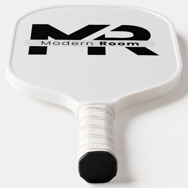 Modern Room MR Monogram Minimalist White Picklebal Pickleball Paddle (Laydown)