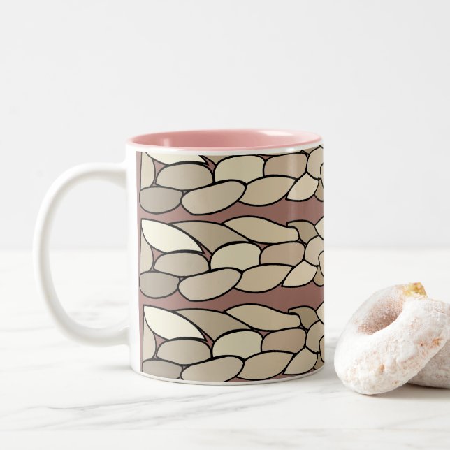 Modern Rope Stripes Two-Tone Coffee Mug (With Donut)