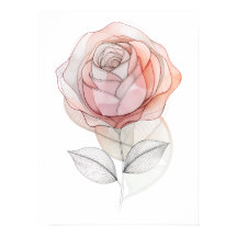 Modern Rose Abstract Line Art