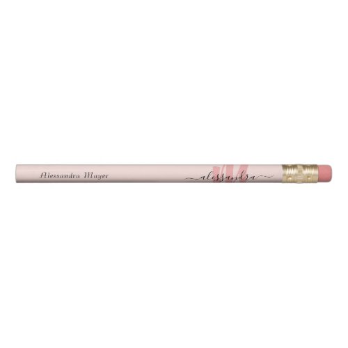 modern rose blush monogram initial business name pencil