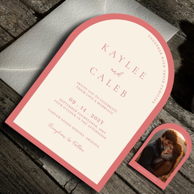 Modern Rose Blush Pink Arch Photo Wedding Invitation (Creator Uploaded)