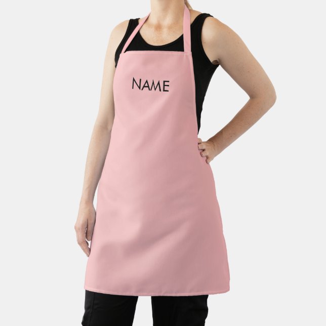 Modern rose brown pink custom name text monogram apron (Insitu)
