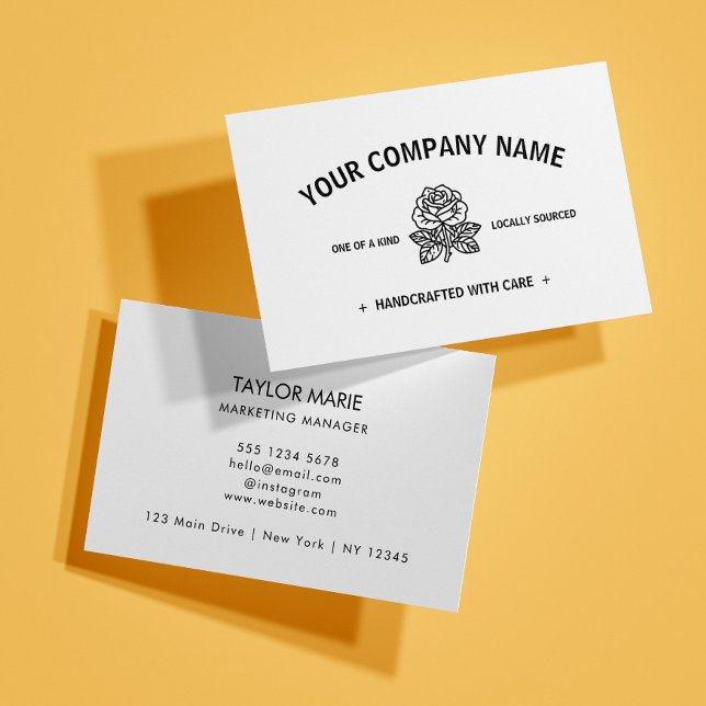 Modern Rose | Customizable Black and White Business Card (Creator Uploaded)