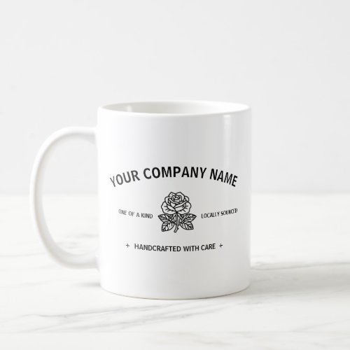 Modern Rose  Customizable Black White Business Coffee Mug