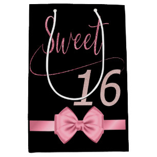 Modern rose elegant chic sweet 16 medium gift bag