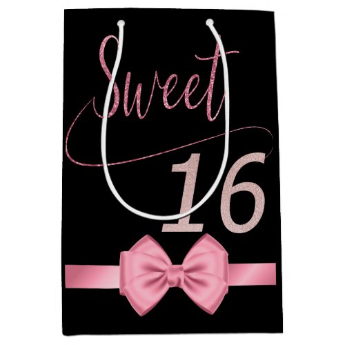 Modern  rose elegant chic sweet 16   medium gift bag