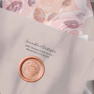 Modern Rose Floral Wedding Wax Seal Stamp