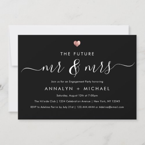 Modern Rose Future Mr and Mrs Engagement Party Invitation