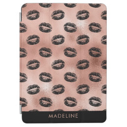 Modern Rose Girly Rose Gold Foil Lips Pattern Name iPad Air Cover