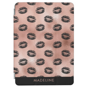 Modern Rose Girly Rose Gold Foil Lips Pattern Name iPad Air Cover