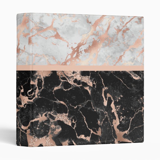 Modern Rose Gold 3 Ring Binder (Front/Spine)