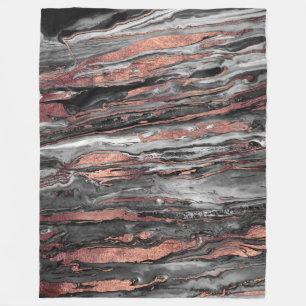 Modern rose gold abstract marbleized paint fleece blanket