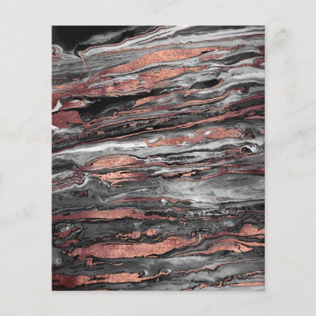 Modern rose gold abstract marbleized paint flyer (Front)