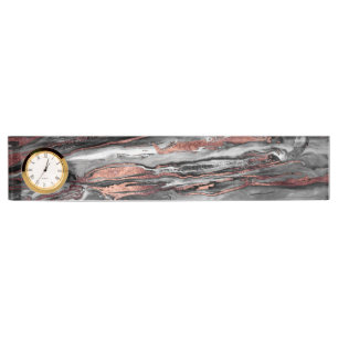 Modern rose gold abstract marbleized paint name plate