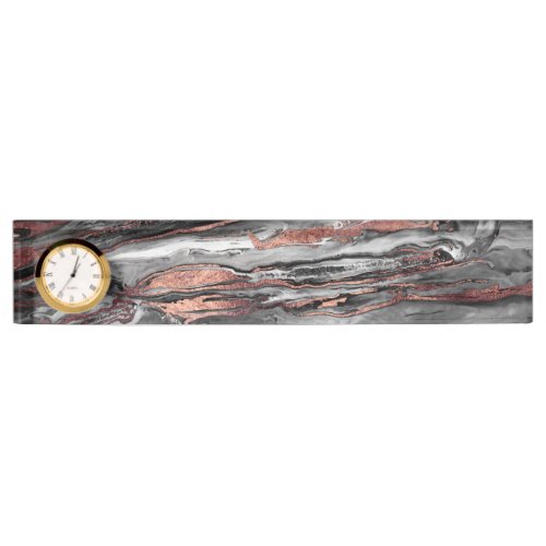 Modern rose gold abstract marbleized paint name plate