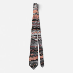 Modern rose gold abstract marbleized paint tie