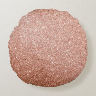 Modern Rose Gold Abstract Metallic Texture Round Pillow