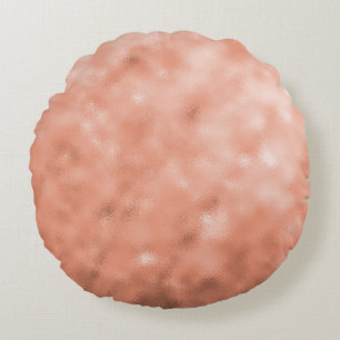 Modern Rose Gold Abstract Metallic Texture Round Pillow