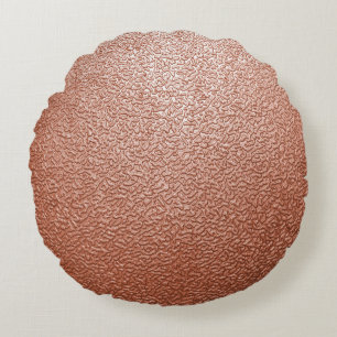 Modern Rose Gold Abstract Metallic Texture Round Pillow