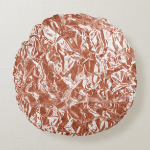 Modern Rose Gold Abstract Metallic Texture Round Pillow