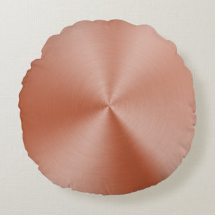 Modern Rose Gold Abstract Metallic Texture Round Pillow