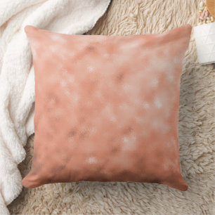 Modern Rose Gold Abstract Metallic Texture Throw Pillow