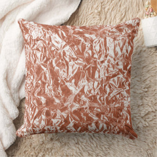Modern Rose Gold Abstract Metallic Texture Throw Pillow