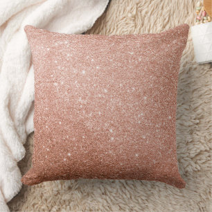 Modern Rose Gold Abstract Metallic Texture Throw Pillow