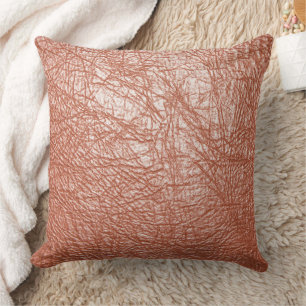 Modern Rose Gold Abstract Metallic Texture Throw Pillow