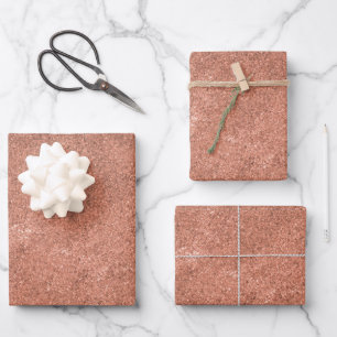 Modern Rose Gold Abstract Metallic Texture Wrapping Paper Sheets