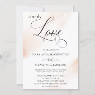 *~* Modern Rose Gold Abstract Watercolor Wedding Invitation