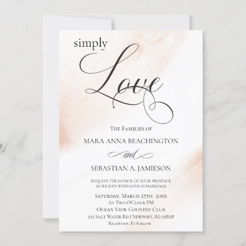  Modern Rose Gold Abstract Watercolor Wedding Invitation